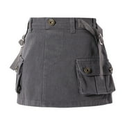 LUOGENLI Dress for Girls Girls Solid Color Cargo Skirt Low Waist Short Denim Jean Skirt Girls Easter Dresses 5T Fall Girls Easter Dress Size 14-16 Grey 18-24 Months